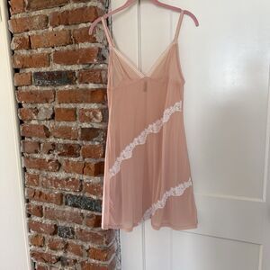 Donna L’oren Gold Label Women's Size Small Light Pink Mesh Slip Dress Nightgown